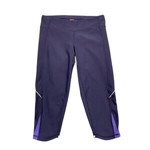 Lucy Tech Leggings Womens XS Extra Small Navy Low Rise Reflective Vented Capri